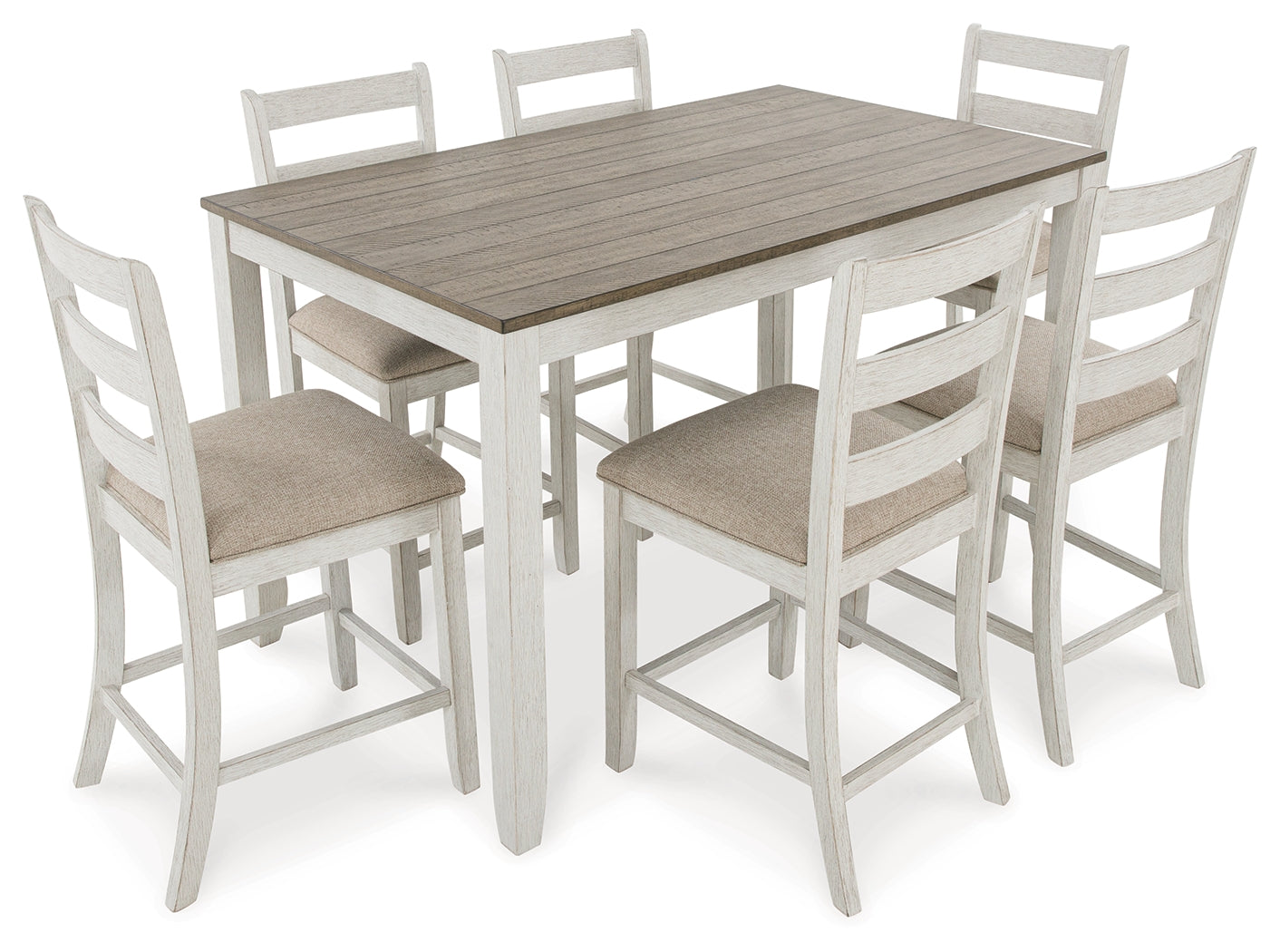 Skempton Counter Height White/Light Brown Dining Room Set / 7pc (Online Special Price) - Ornate Home