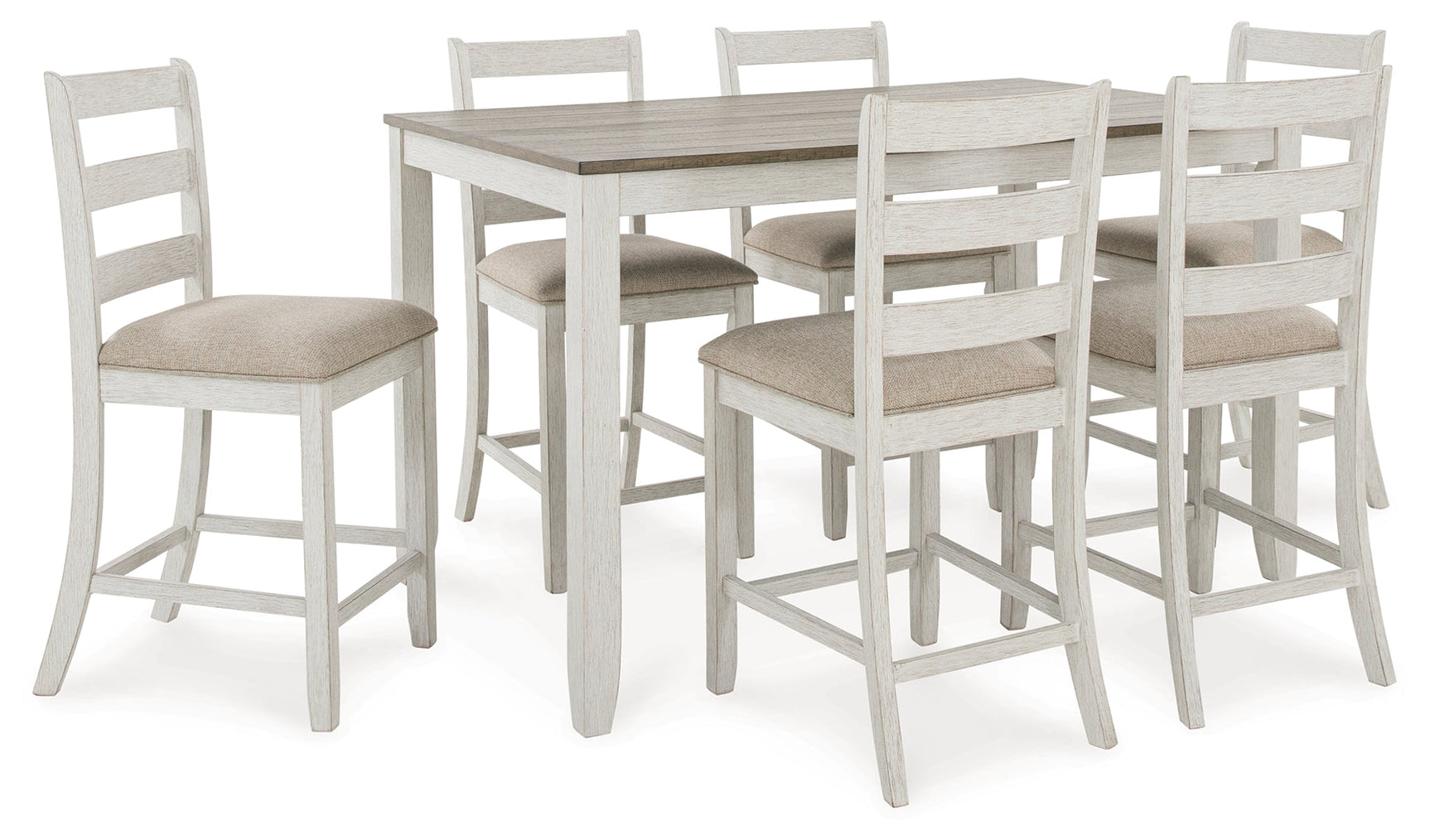 Skempton Counter Height White/Light Brown Dining Room Set / 7pc (Online Special Price) - Ornate Home