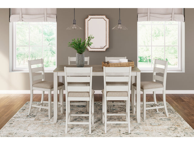 Skempton Counter Height White/Light Brown Dining Room Set / 7pc - Ornate Home