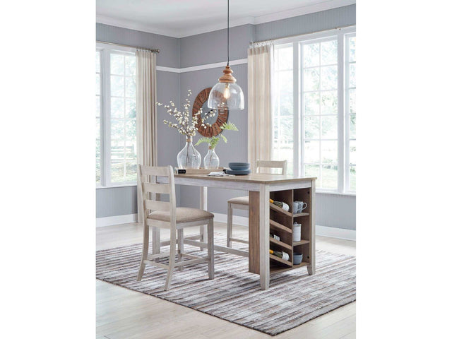 Skempton White/Light Brown Counter Height Dining Room Set / 3pc (Online Special Price) - Ornate Home