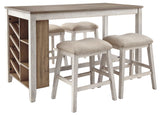 Skempton White/Light Brown Counter Height Dining Room Set / 5pc (Online Special Price) - Ornate Home