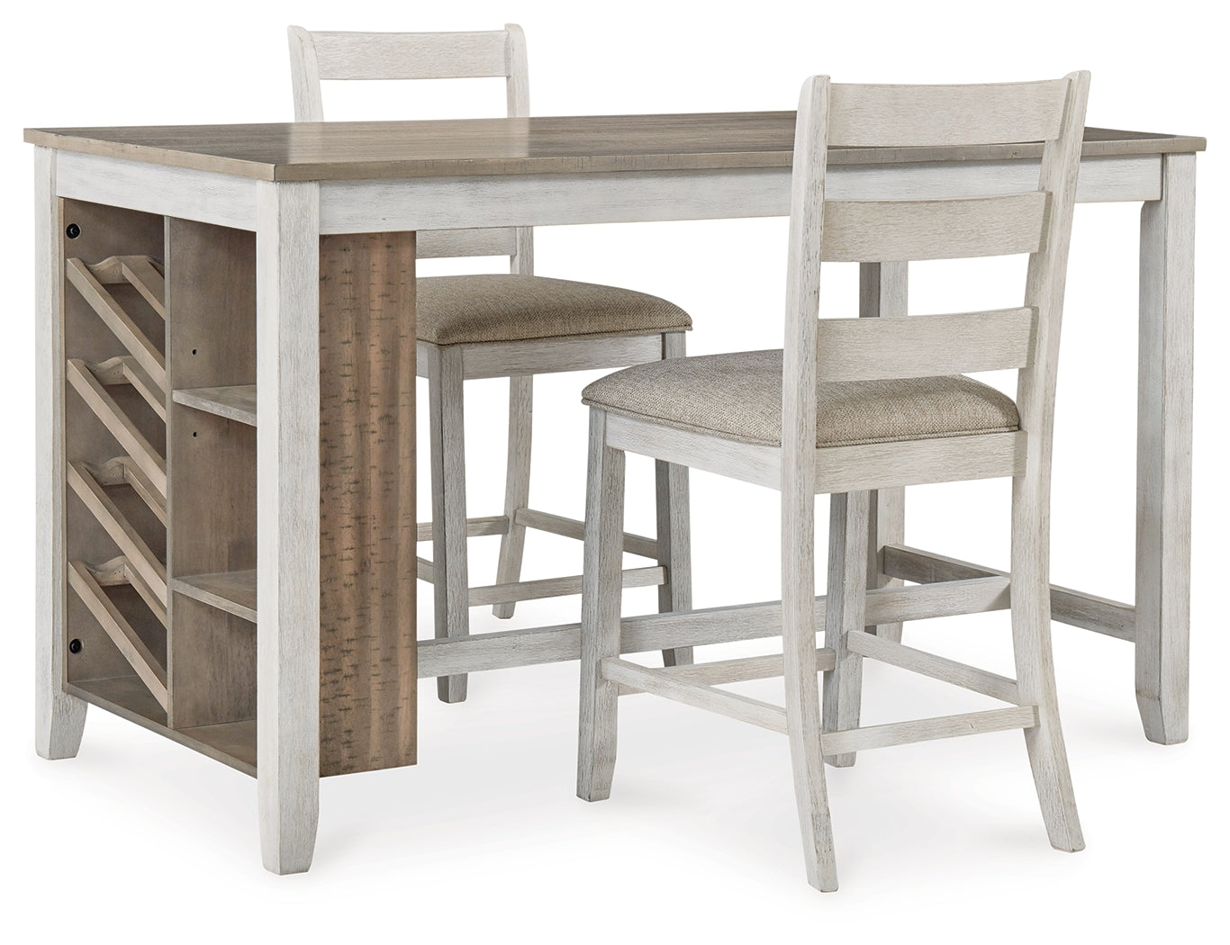 Skempton White/Light Brown Counter Height Dining Table and 2 Barstools - Ornate Home