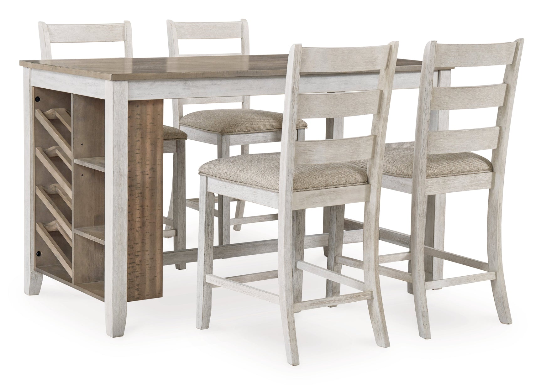 Skempton White/Light Brown Counter Height Dining Table w/ Storage (Online Special Price) - Ornate Home