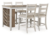 Skempton White/Light Brown Counter Height Dining Table with 4 Barstools - Ornate Home