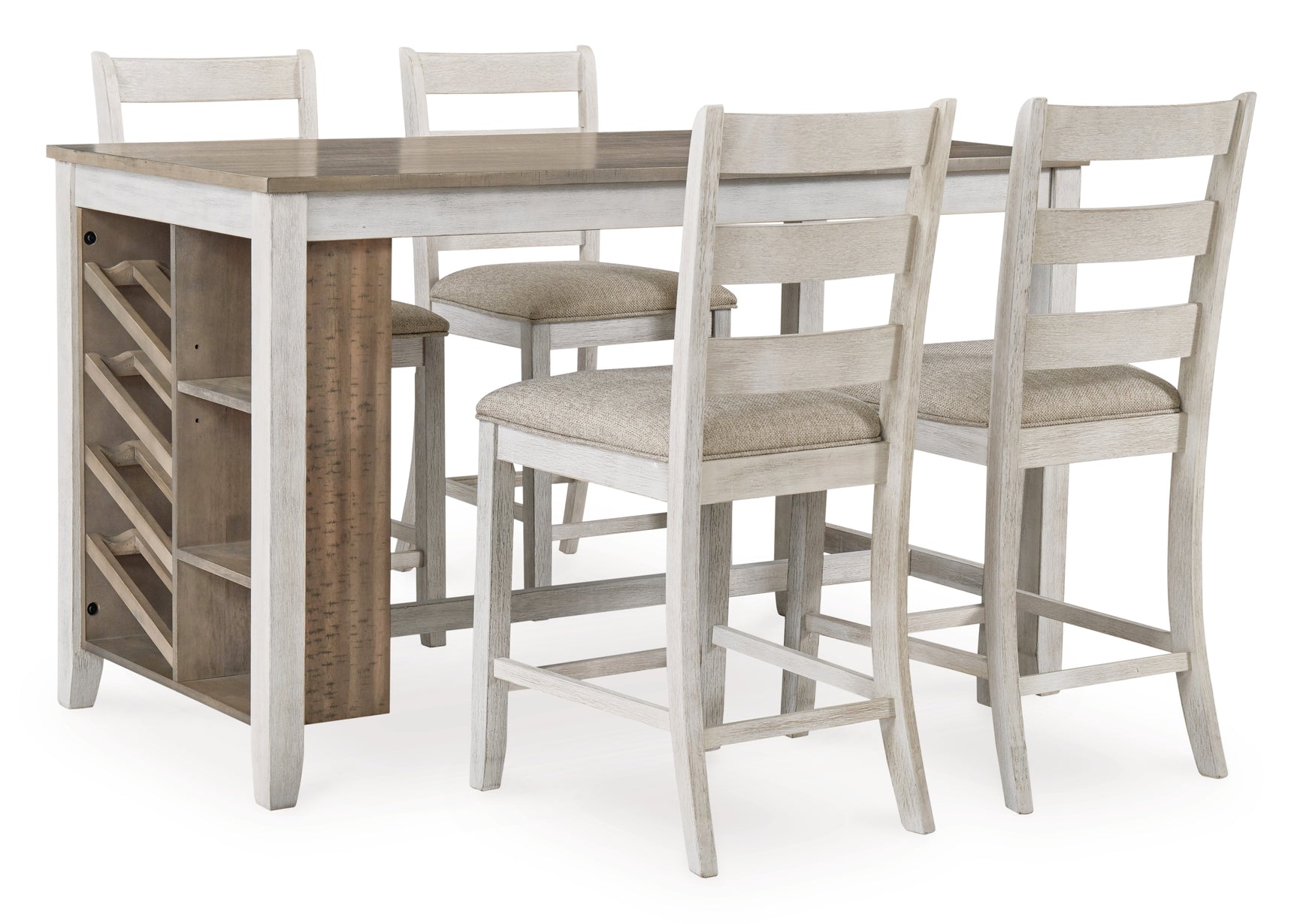 Skempton White/Light Brown Counter Height Dining Table with 4 Barstools - Ornate Home