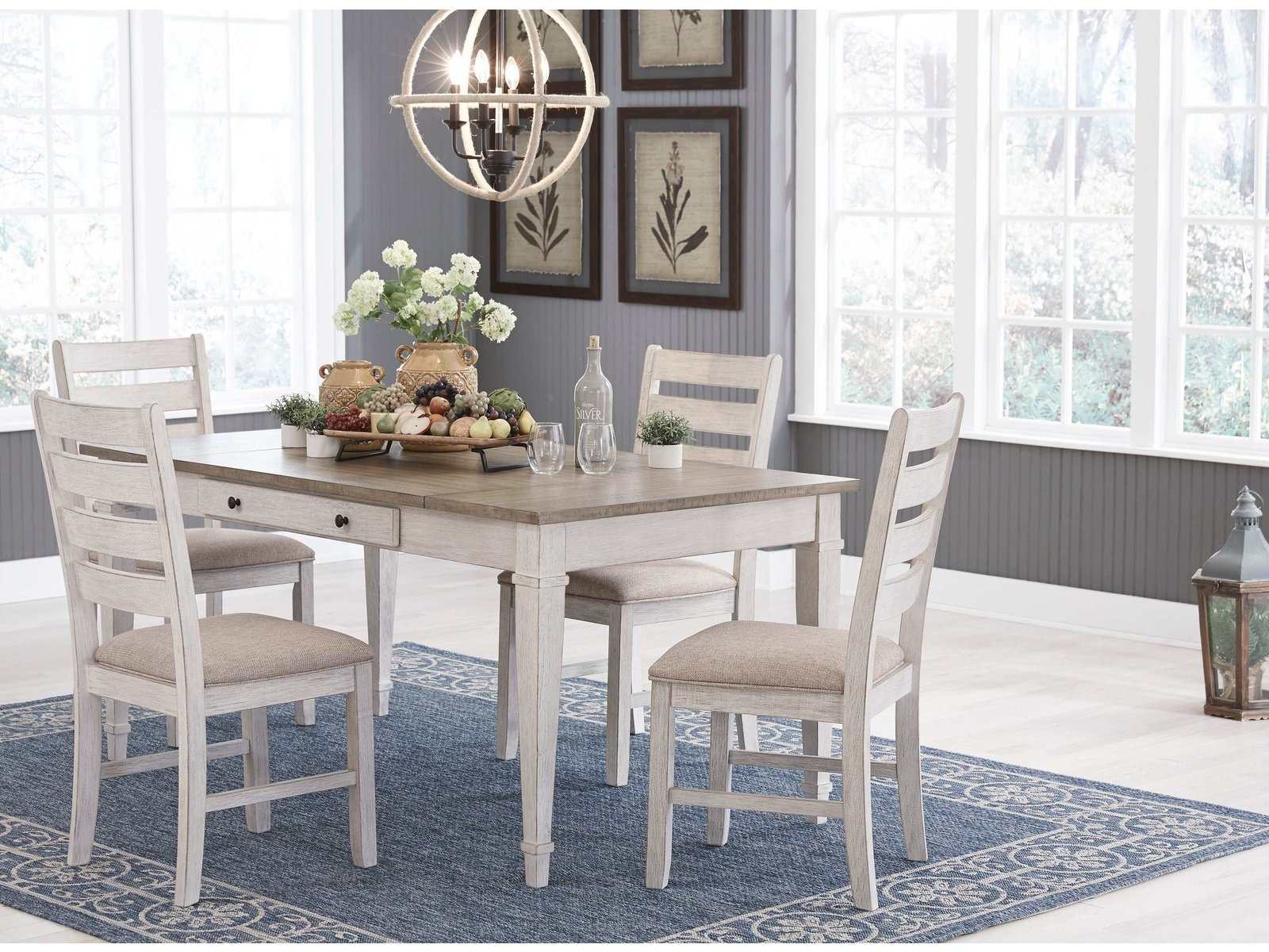 Skempton White/Light Brown Dining Room Set / 5pc (Online Special Price) - Ornate Home