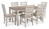 Skempton White/Light Brown Dining Table & Chairs (Set of 7) (Online Special Price) - Ornate Home