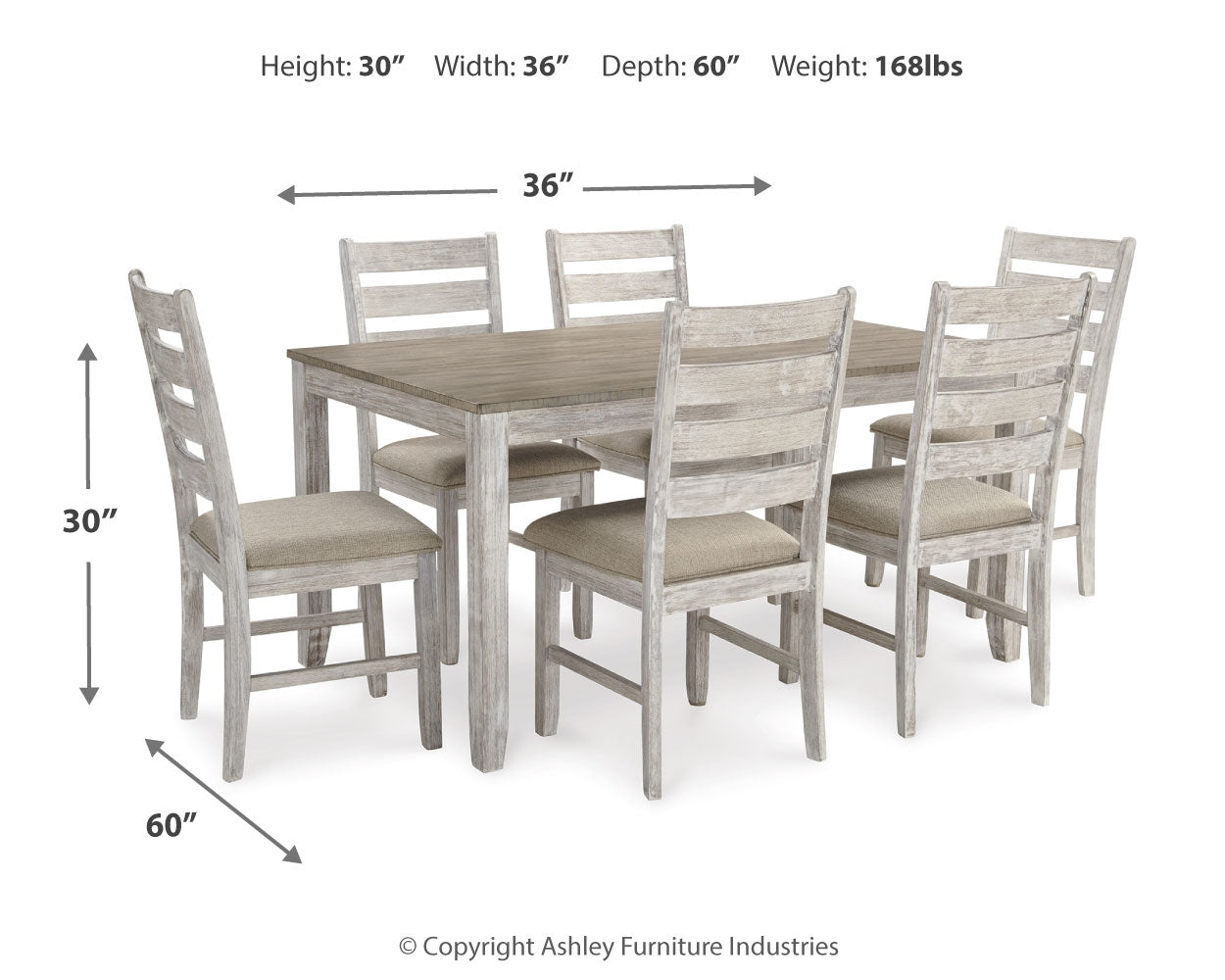 Skempton White/Light Brown Dining Table & Chairs (Set of 7) (Online Special Price) - Ornate Home