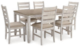 Skempton White/Light Brown Dining Table & Chairs (Set of 7) (Online Special Price) - Ornate Home