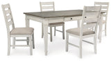 Skempton White/Light Brown Dining Table and 4 Chairs (Online Special Price) - Ornate Home