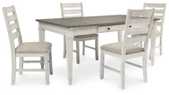 Skempton White/Light Brown Dining Table and 4 Chairs - Ornate Home