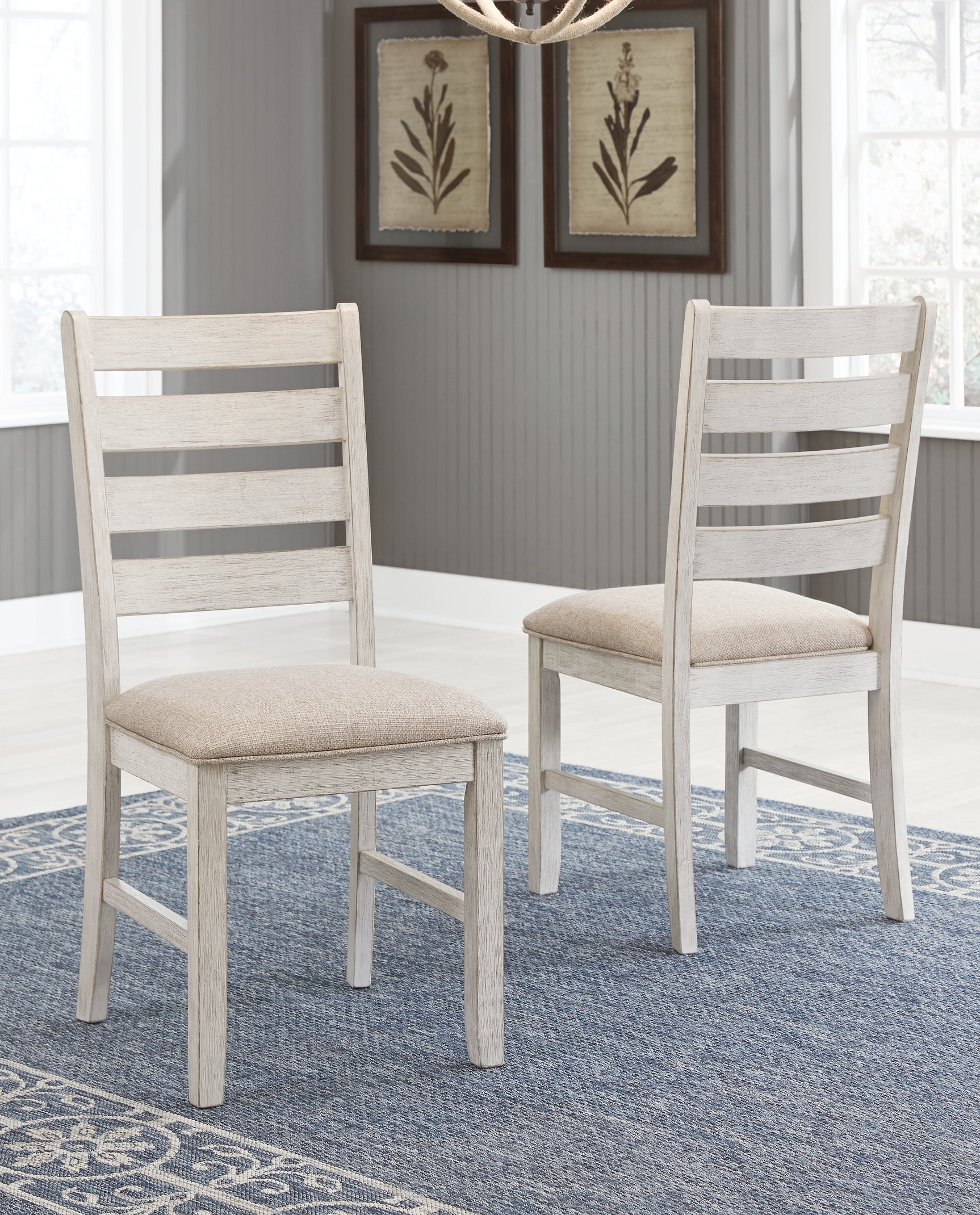 Skempton White/Light Brown Dining Table and 6 Chairs (Online Special Price) - Ornate Home