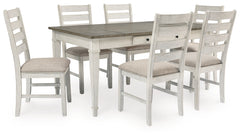 Skempton White/Light Brown Dining Table and 6 Chairs - Ornate Home