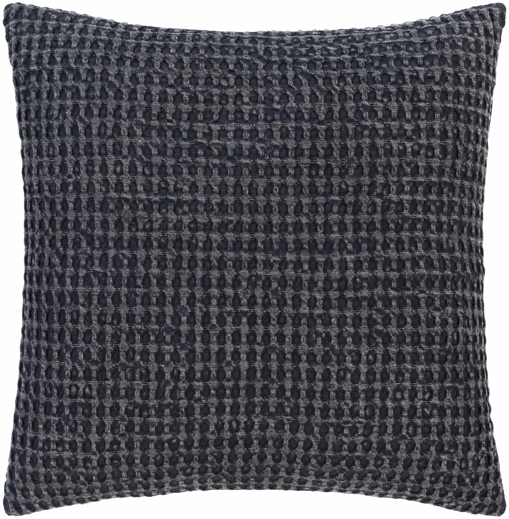 Skipperville Textured Black Woven Square Throw Pillow - Ornate Home