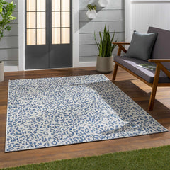 Skipsea Blue Leopard Performance Outdoor Rug - Ornate Home