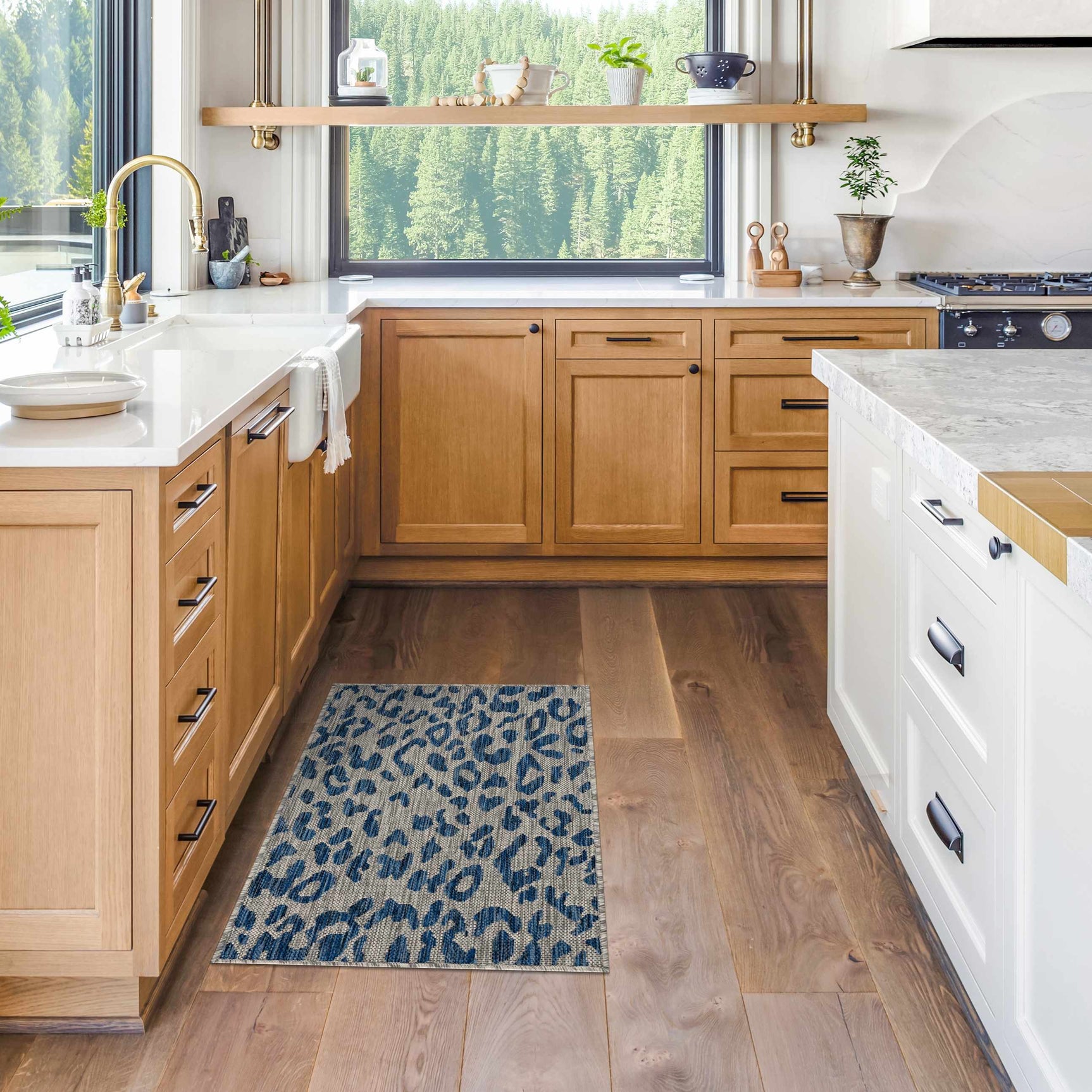 Skipsea Blue Leopard Performance Outdoor Rug - Ornate Home