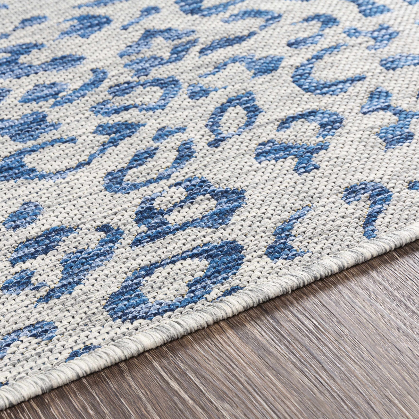 Skipsea Blue Leopard Performance Outdoor Rug - Ornate Home