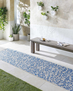 Skipsea Blue Leopard Performance Outdoor Rug - Ornate Home