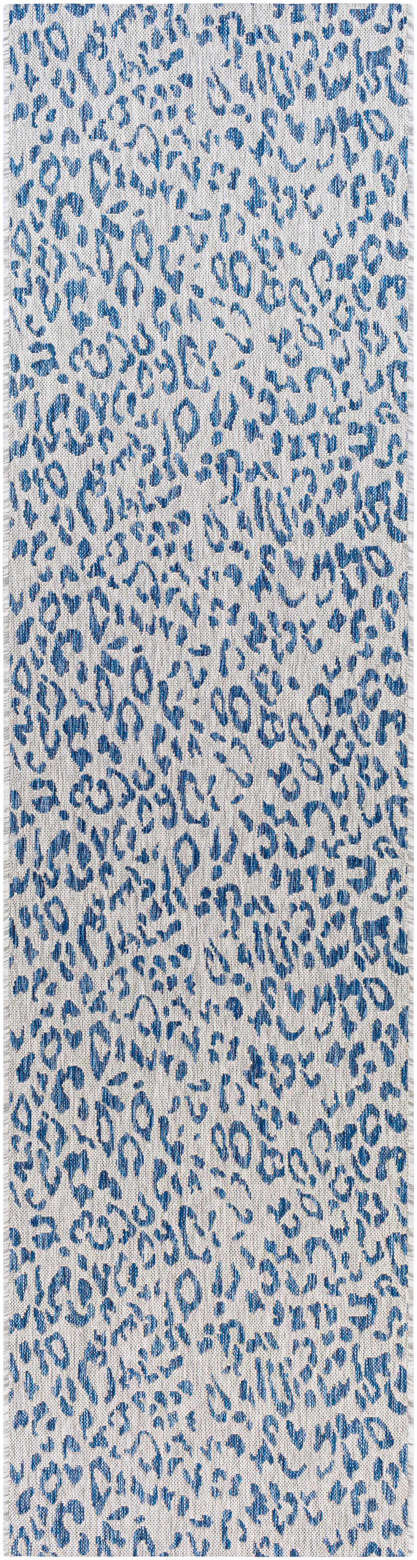 Skipsea Blue Leopard Performance Outdoor Rug - Ornate Home