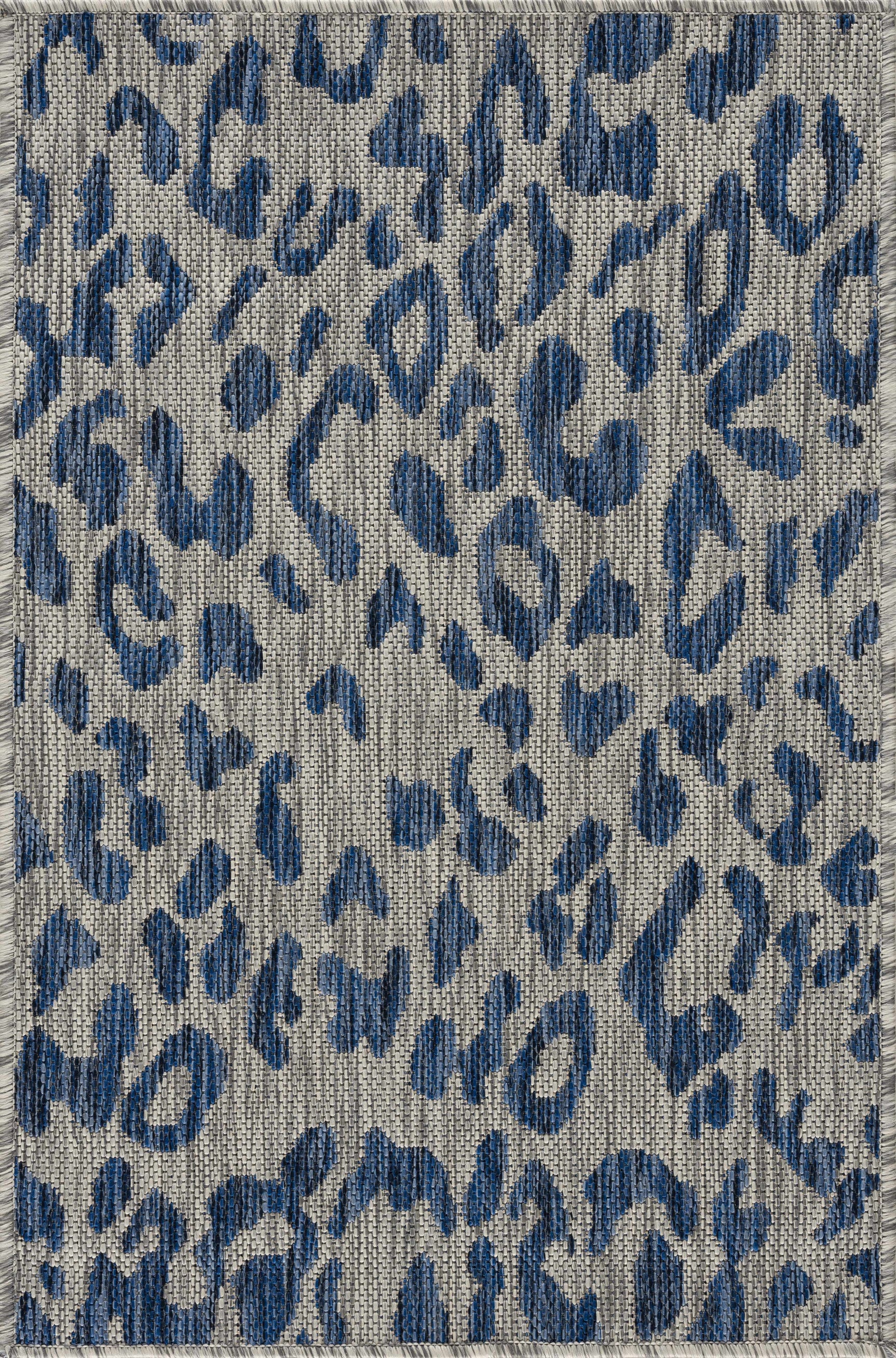 Skipsea Blue Leopard Performance Outdoor Rug - Ornate Home