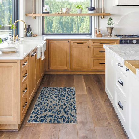 Skipsea Blue Leopard Performance Rug - Ornate Home