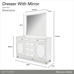 Sky Tower Cloud White Dresser with Mirror - Ornate Home