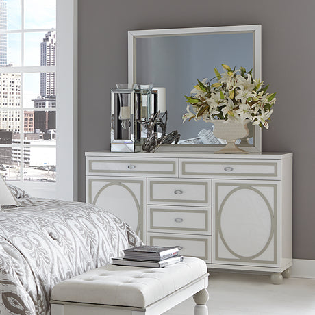 Sky Tower Cloud White Dresser with Mirror - Ornate Home