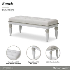 Sky Tower Cloud White/Ice Bedside Bench - Ornate Home