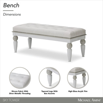 Sky Tower Cloud White/Ice Bedside Bench - Ornate Home