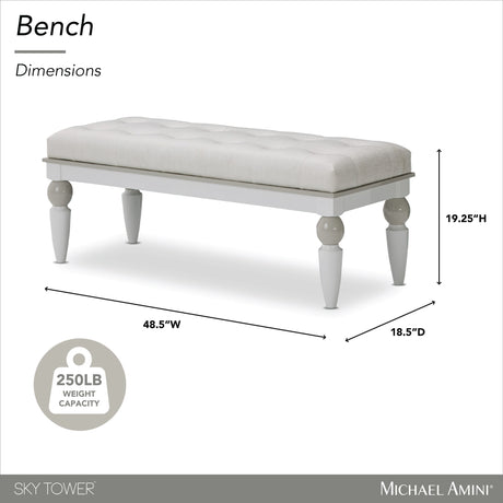 Sky Tower Cloud White/Ice Bedside Bench - Ornate Home