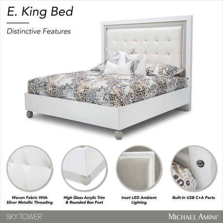 Sky Tower Cloud White/Ice Eastern King Bed - Ornate Home