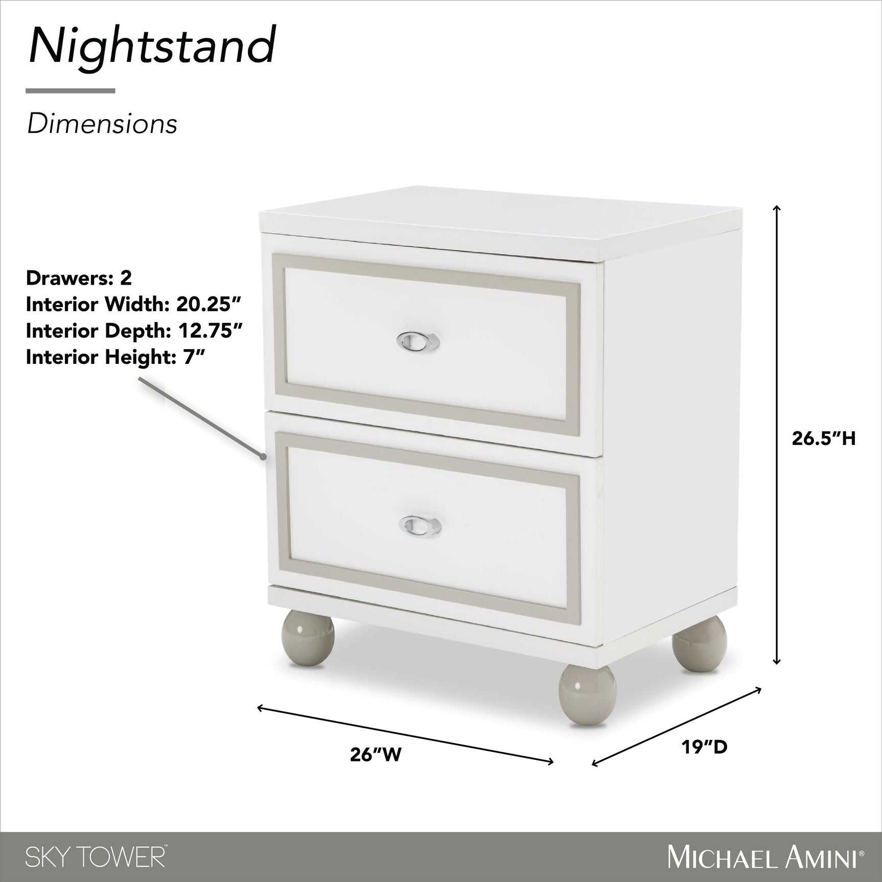 Sky Tower Cloud White Nightstand - Ornate Home