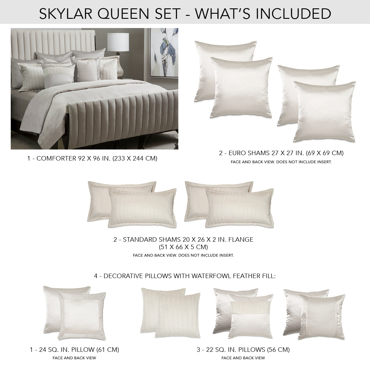 Skylar Champagne Comforter Set - Ornate Home