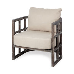 Skylar Cream Fabric Covered Cushioned Demi-Lune Wooden Frame Accent Chair - Ornate Home