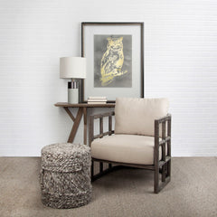 Skylar Cream Fabric Covered Cushioned Demi-Lune Wooden Frame Accent Chair - Ornate Home