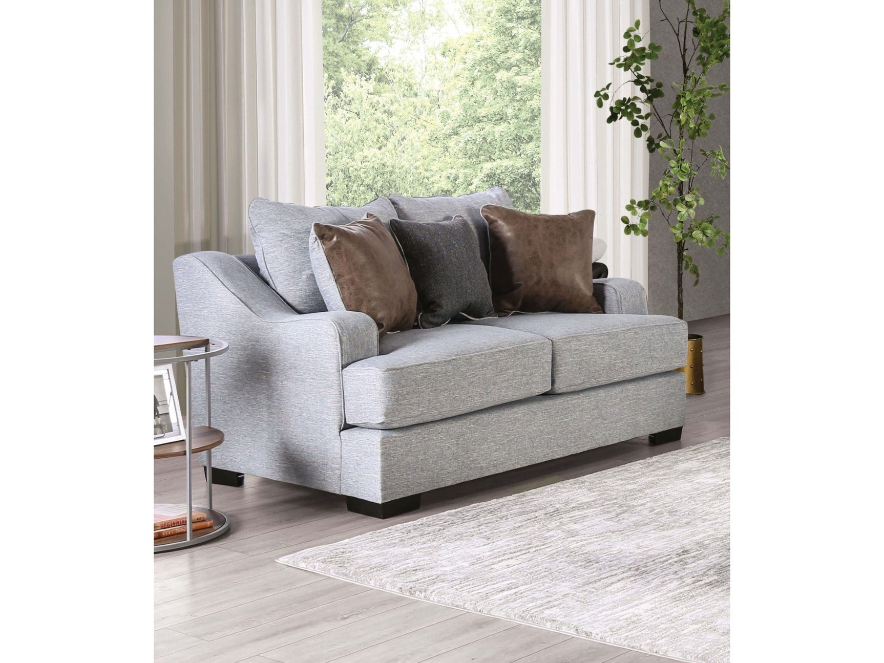Skyline Light Gray/Brown Loveseat - Ornate Home