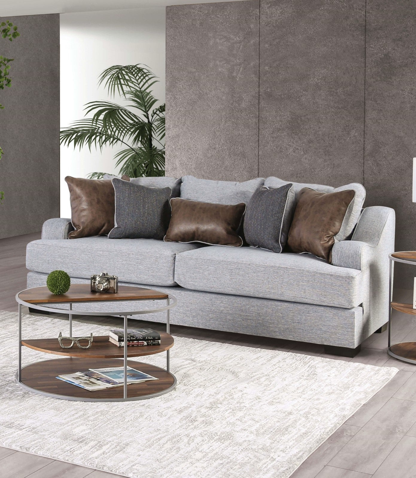 Skyline Light Gray/Brown, Sofa & Loveseat - Ornate Home