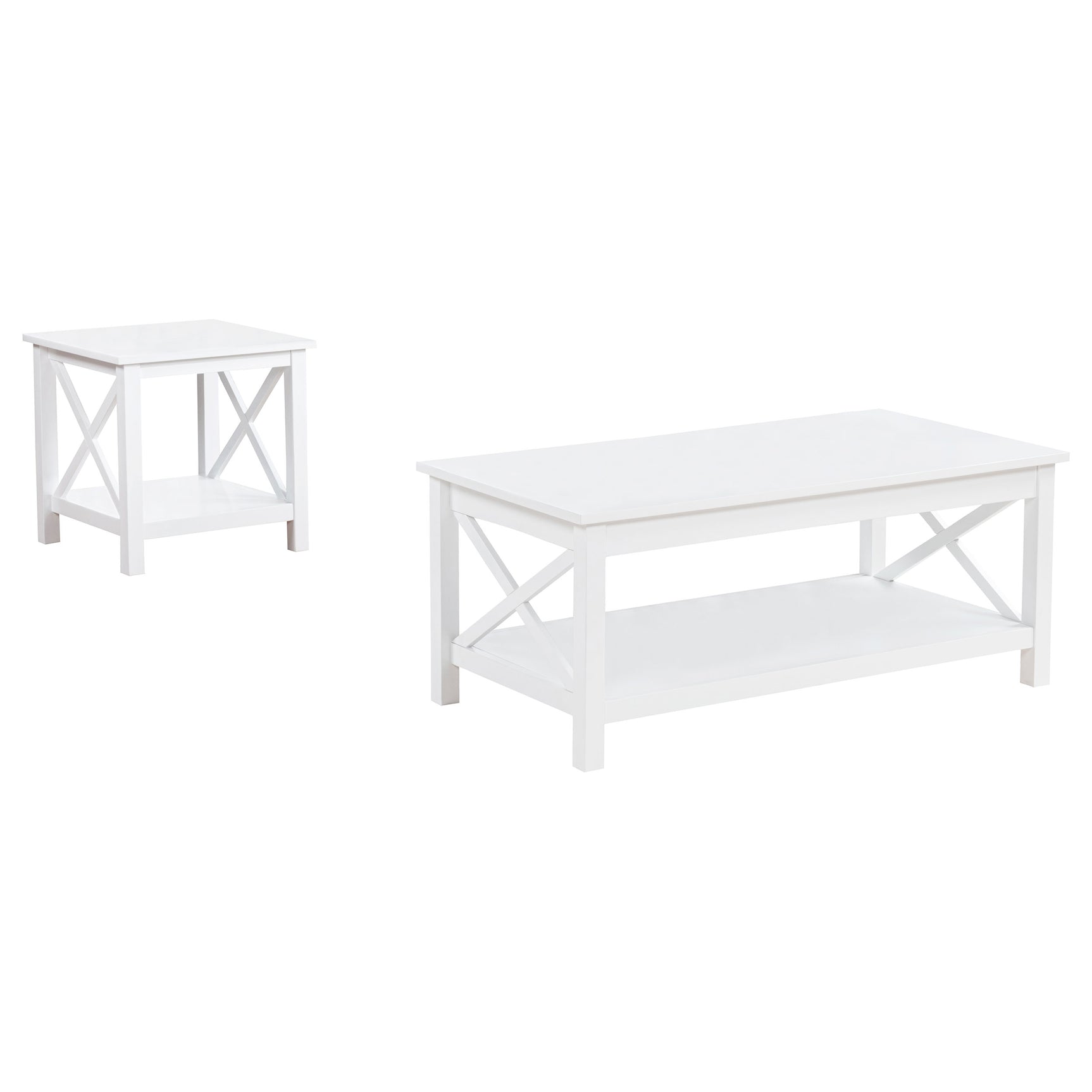 Skyview White 2-piece Rectangular Lift Top Coffee Table Set - Ornate Home