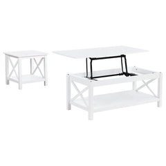 Skyview White 2-piece Rectangular Lift Top Coffee Table Set - Ornate Home