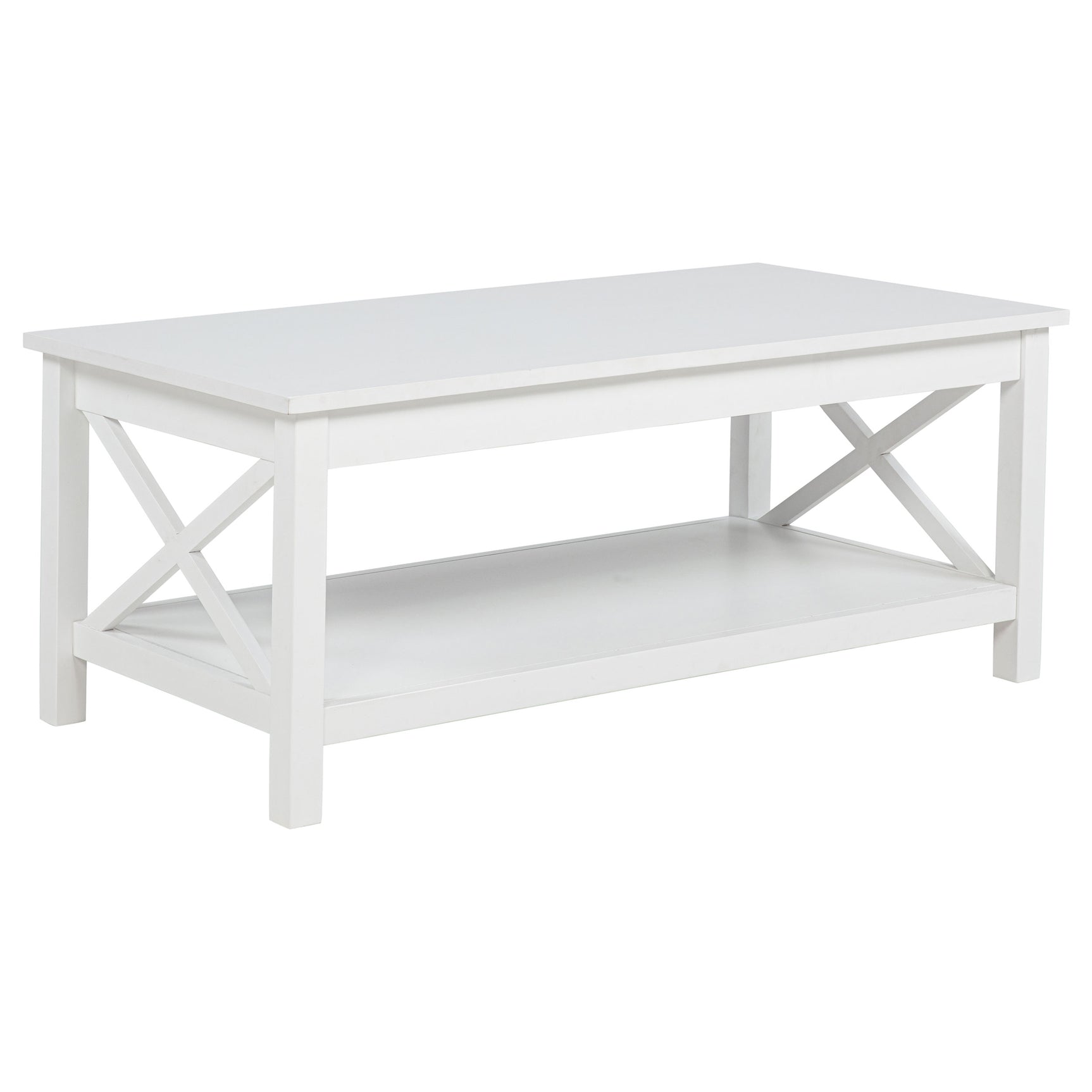 Skyview White 2-piece Rectangular Lift Top Coffee Table Set - Ornate Home
