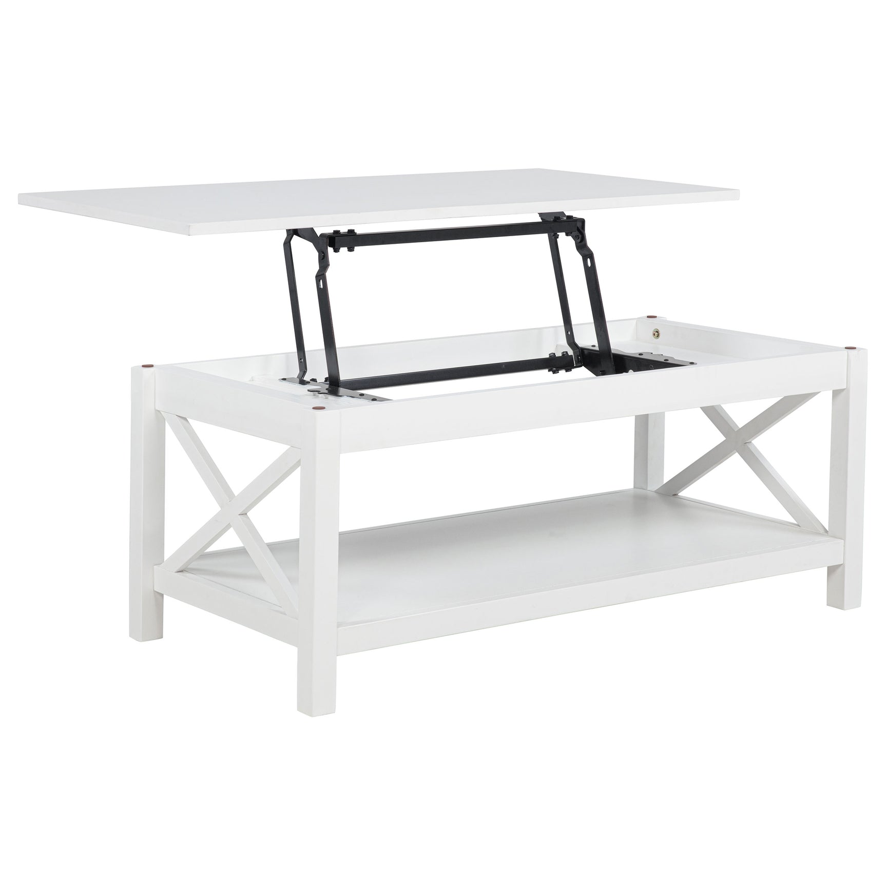 Skyview White 2-piece Rectangular Lift Top Coffee Table Set - Ornate Home