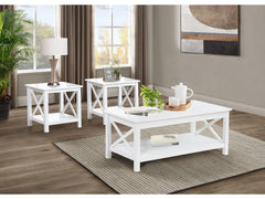 Skyview White 3-piece Rectangular Lift Top Coffee Table Set - Ornate Home
