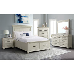 Slater Antique White 6-Piece Queen Platform Storage Bedroom Set - Ornate Home