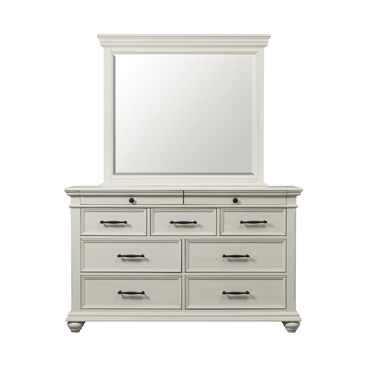 Slater Antique White 9-Drawer Dresser Dresser & Mirror Set - Ornate Home
