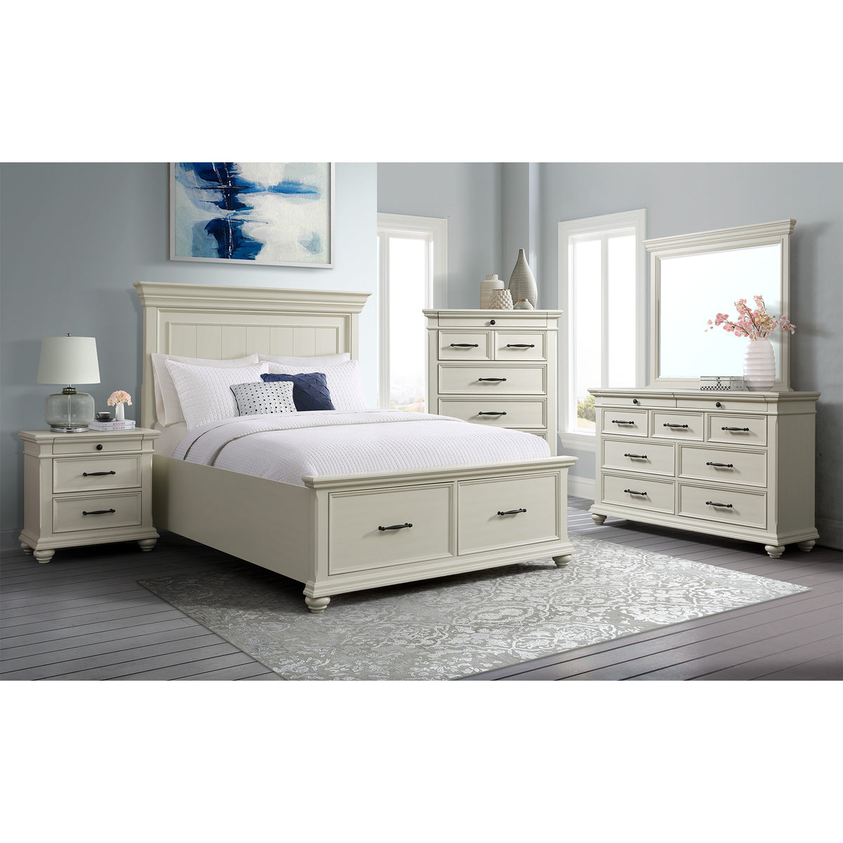 Slater Antique White 9-Drawer Dresser Dresser & Mirror Set - Ornate Home