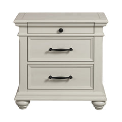 Slater Antique White Nightstand with USB - Ornate Home