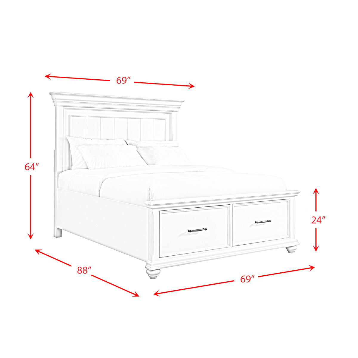 Slater Antique White Queen Platform Storage Bed - Ornate Home