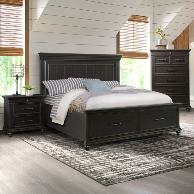 Slater Black 3-Piece King Platform Storage Bedroom Set - Ornate Home