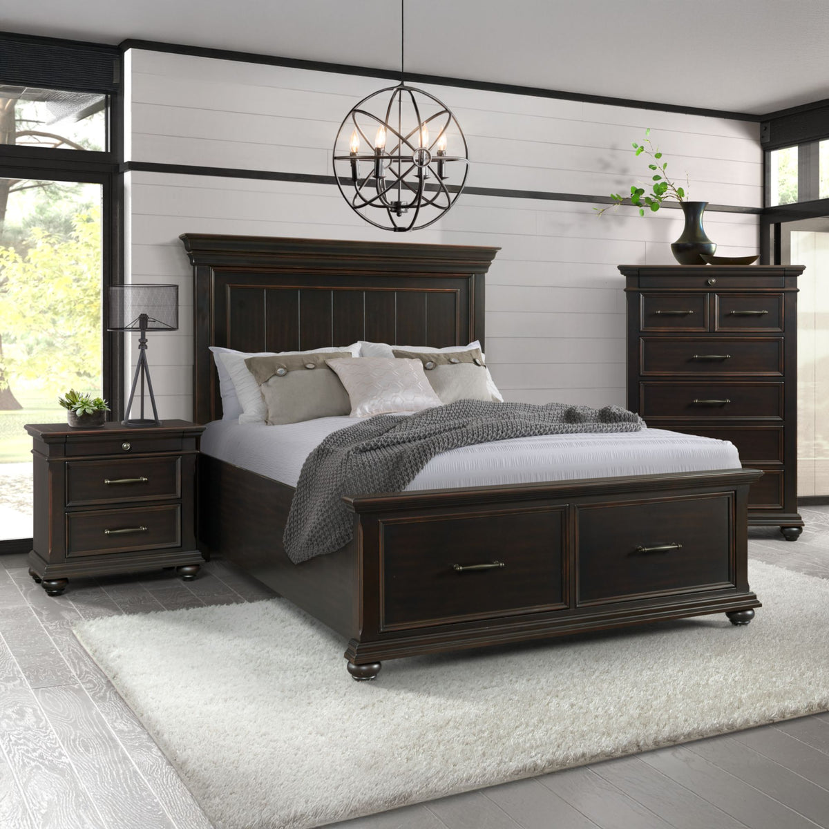 Slater Black 3-Piece Queen Platform Storage Bedroom Set - Ornate Home