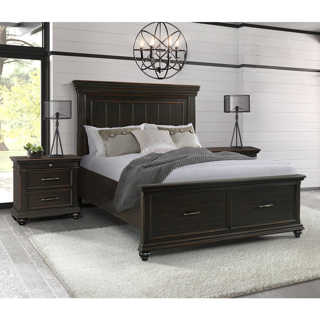 Slater Black 3-Piece Queen Platform Storage Bedroom Set with 2 Nightstands - Ornate Home